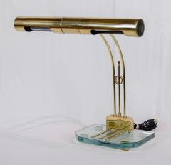  Casella Lighting Elegant Brass and Glass Arced Desk Lamp - 2964185