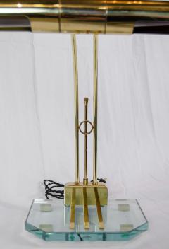  Casella Lighting Elegant Brass and Glass Arced Desk Lamp - 2964186