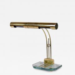  Casella Lighting Elegant Brass and Glass Arced Desk Lamp - 2965173