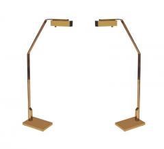  Casella Lighting Pair of Midcentury Italian Modern Polished Brass Reading Floor Lamps by Casella - 1738870