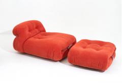  Cassina Afra Tobia Scarpa Soriana Chaise Lounge Chair with Ottoman in Red Corduroy - 3317632