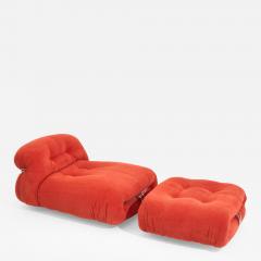  Cassina Afra Tobia Scarpa Soriana Chaise Lounge Chair with Ottoman in Red Corduroy - 3323170