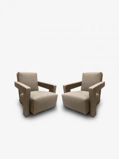  Cassina PAIR OF GERRIT THOMAS RIETVELD UTRECHT ARMCHAIR IN LINEN - 3037638