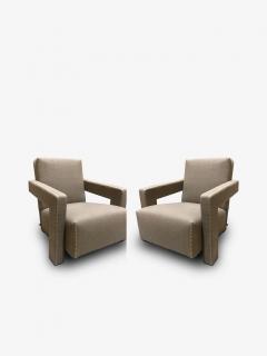  Cassina PAIR OF GERRIT THOMAS RIETVELD UTRECHT ARMCHAIR IN LINEN - 3037639