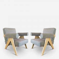  Cassina PAIR OF PIERRE JEANNERET 053 CAPITOL COMPLEX ARMCHAIR IN LIPARI GRIGIO - 3066758