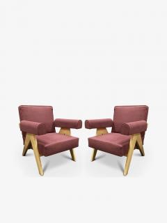  Cassina PAIR OF PIERRE JEANNERET 053 CAPITOL COMPLEX ARMCHAIR IN OAK WITH VINACCIA - 3065587