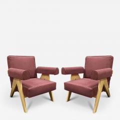  Cassina PAIR OF PIERRE JEANNERET 053 CAPITOL COMPLEX ARMCHAIR IN OAK WITH VINACCIA - 3066756