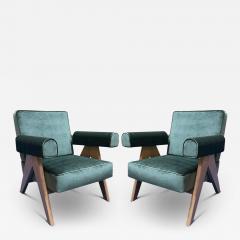  Cassina PAIR OF PIERRE JEANNERET 053 CAPITOL COMPLEX ARMCHAIR IN OSAKA SALVIA - 3056799