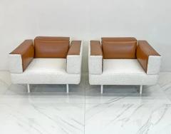  Cassina Piero Lissoni Reef Chairs in Cognac Leather and Boucle Cassina 2001 - 3176083