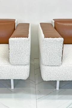  Cassina Piero Lissoni Reef Chairs in Cognac Leather and Boucle Cassina 2001 - 3176171