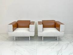  Cassina Piero Lissoni Reef Chairs in Cognac Leather and Boucle Cassina 2001 - 3176263