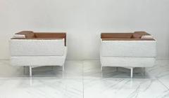  Cassina Piero Lissoni Reef Chairs in Cognac Leather and Boucle Cassina 2001 - 3176279