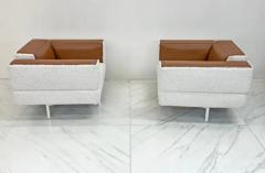  Cassina Piero Lissoni Reef Chairs in Cognac Leather and Boucle Cassina 2001 - 3176284