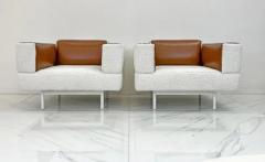  Cassina Piero Lissoni Reef Chairs in Cognac Leather and Boucle Cassina 2001 - 3176286