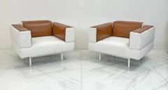  Cassina Piero Lissoni Reef Chairs in Cognac Leather and Boucle Cassina 2001 - 3176308