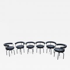  Cassina Set of Six Cassina Swivel Arm Chairs LC7 by Le Corbusier Perriand Jeanneret - 1821608