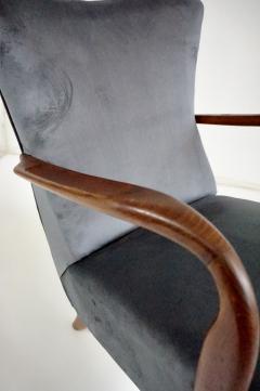  Cassina pair of wood and grey velvet armchairs mod 401 from Cassina Meda 1940 - 4227646
