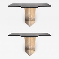  Cattelan Italia Console Travertine and Black Marble by Cattelan Italia Italy 1970s - 2759790