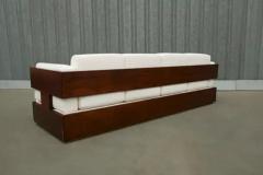  Celina Brazilian Modern Sofa in Hardwood and White Linen by Celina Brazil c 1960 - 3339133