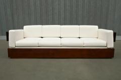  Celina Brazilian Modern Sofa in Hardwood and White Linen by Celina Brazil c 1960 - 3339163
