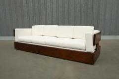  Celina Brazilian Modern Sofa in Hardwood and White Linen by Celina Brazil c 1960 - 3339165