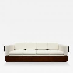  Celina Brazilian Modern Sofa in Hardwood and White Linen by Celina Brazil c 1960 - 3342240
