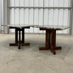  Celina Decora es Brazilian Modern Pair of Side Tables in Rosewood and Granite by Celina c 1960 - 3488592