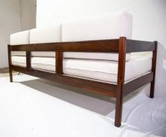  Celina Decora es Brazilian Modern Sofa in Hardwood White Fabric by Celina Decoracoes c 1960s - 3821254