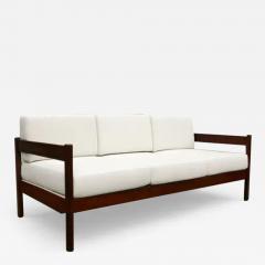  Celina Decora es Brazilian Modern Sofa in Hardwood White Fabric by Celina Decoracoes c 1960s - 3841410