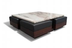  Celina Decora es Celina Decora es Brazilian Modern Rosewood Coffee Table With Ottoman Benches - 3531365