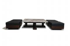  Celina Decora es Celina Decora es Brazilian Modern Rosewood Coffee Table With Ottoman Benches - 3531376