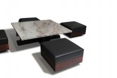  Celina Decora es Celina Decora es Brazilian Modern Rosewood Coffee Table With Ottoman Benches - 3531378