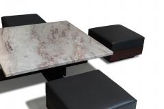  Celina Decora es Celina Decora es Brazilian Modern Rosewood Coffee Table With Ottoman Benches - 3531379