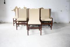  Celina Decora es Mid Century Modern 8 Dining Chair Set in Hardwood Beige Leather by Celina 1960s - 3186444
