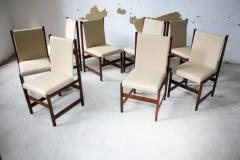  Celina Decora es Mid Century Modern 8 Dining Chair Set in Hardwood Beige Leather by Celina 1960s - 3186555