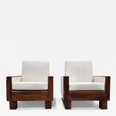  Celina Decora es Pair of Armchairs in Hardwood and Fabric by Celina c 1960 Brazil - 3706491