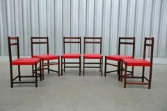  Celina Decora es Set of Six Chairs in Hardwood Red Leather by Celina Decoracoes 1960s - 3488451