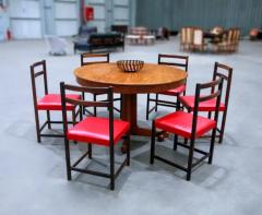  Celina Decora es Set of Six Chairs in Hardwood Red Leather by Celina Decoracoes 1960s - 3488452