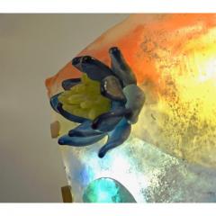  Cenedese 1950s Cenedese Italian Pair of Orange Blue Green Scavo Murano Glass Sconces - 359402
