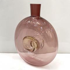  Cenedese 1970s Cenedese Italian Amethyst Purple Murano Glass Bottle Vase with Gold Center - 3217128