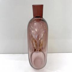  Cenedese 1970s Cenedese Italian Amethyst Purple Murano Glass Bottle Vase with Gold Center - 3217129