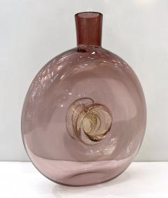  Cenedese 1970s Cenedese Italian Amethyst Purple Murano Glass Bottle Vase with Gold Center - 3217131