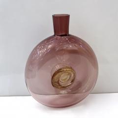  Cenedese 1970s Cenedese Italian Amethyst Purple Murano Glass Bottle Vase with Gold Center - 3217133