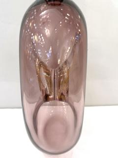  Cenedese 1970s Cenedese Italian Amethyst Purple Murano Glass Bottle Vase with Gold Center - 3217140