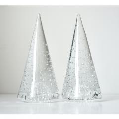  Cenedese 1980s Cenedese Italian Pair of Vintage Crystal Murano Glass Obelisks Sculptures - 1446034