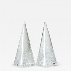  Cenedese 1980s Cenedese Italian Pair of Vintage Crystal Murano Glass Obelisks Sculptures - 1447058