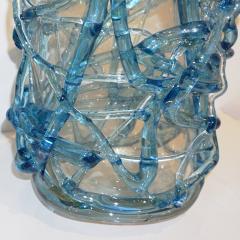  Cenedese 2000 Cenedese Italian Modern Aqua Blue 24 Kt Gold Murano Glass Art Vase - 4143738