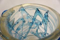  Cenedese 2000 Cenedese Italian Modern Aqua Blue 24 Kt Gold Murano Glass Art Vase - 4143741
