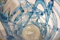  Cenedese 2000 Cenedese Italian Modern Aqua Blue 24 Kt Gold Murano Glass Art Vase - 4143742
