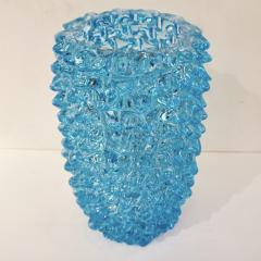  Cenedese 2000s Cenedese Italian Pair of Aquamarine Blue Rostrato Murano Glass Ovoid Vases - 2076218